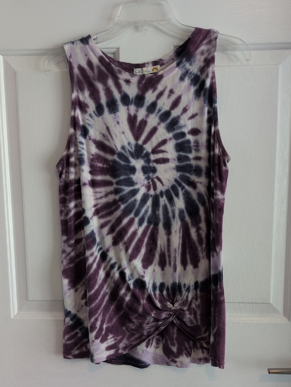 C&C California Purple & Blue Tie-Dye Tank Top, Medium Sleeveless Festival - Picture 2 of 10